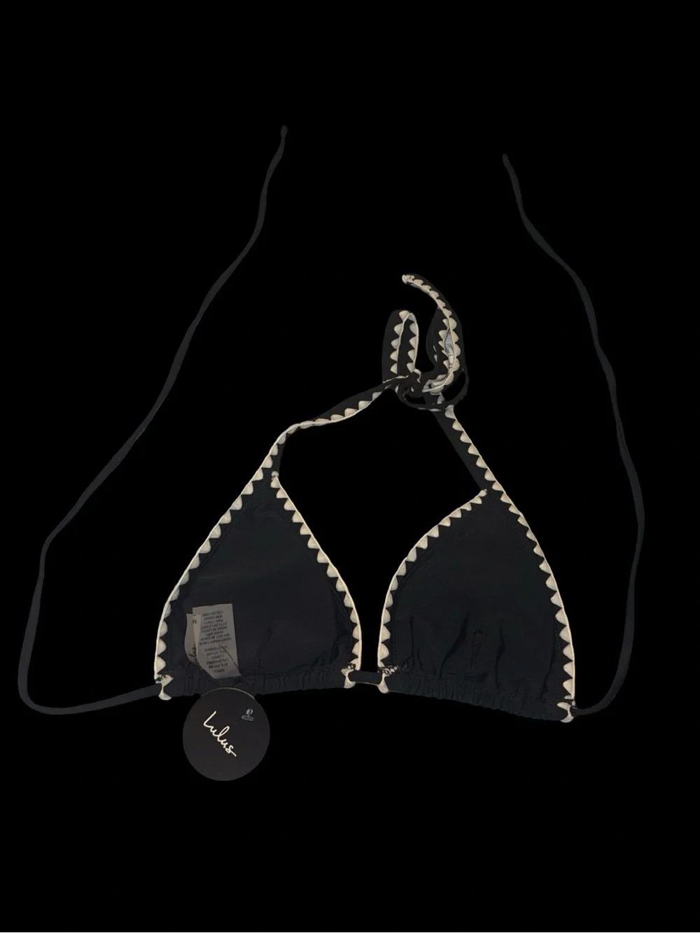 Lulu’s Cabo Charisma Black Embroidered Bikini Top